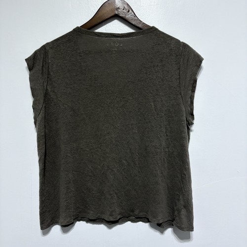 Camiseta LOFT Mujer XL Marrón Lino Manga Gorra Henley Pullover Prenda para el torso Ligero - Imagen 5 de 7