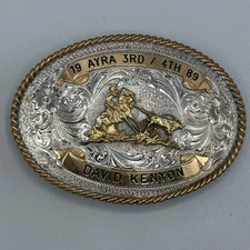 Vintage Belt Buckle Rodeo MONTANA SILVERSMITH Sterling Silver Plate AYRA Award