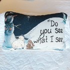 Vtg Xmas Tapestry Carol Do You See What I See Holiday Toss Pillow Snowman 12x8"