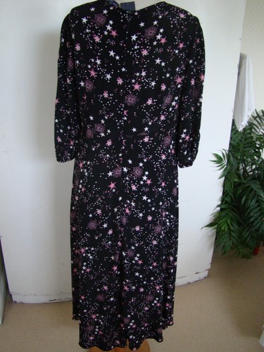 MARKS & SPENCER BLACK WITH PINK/WHITE STARS MAXI DRESS SIZE 16 BNWT - Picture 5 of 8