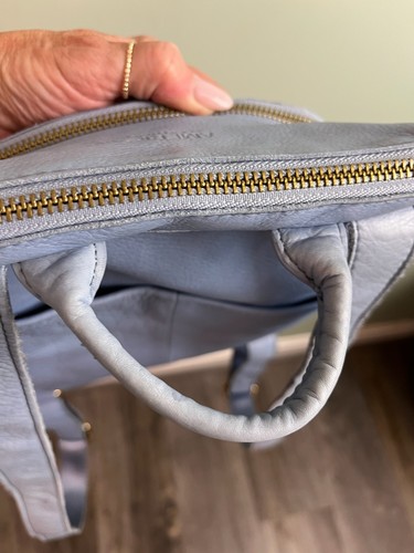 Zaino American Leather Co Cleveland in pelle blu pervinca borsa liscia - Foto 10 di 11