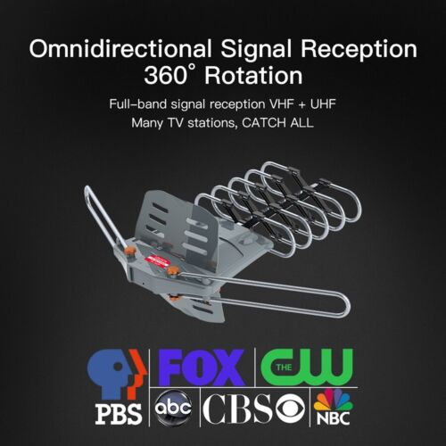 990 Mile HDTV Outdoor Amplified TV Antenna 36dB Rotate 360° UHF VHF FM - Picture 10 of 14