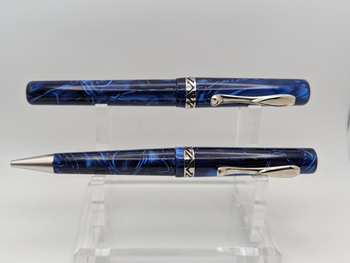 Stylo Plume Visconti Midnight Voyager - Celluloïde, Plume Or 18K Taille M, Finitions Chrome - Occasion, Fabriqué En Italie