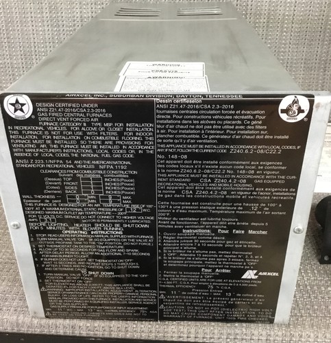 Suburban MFG 2450A RV Furnace 19,000 BTU Level LP Gas Type NT-20SQ New - Bild 2 von 7