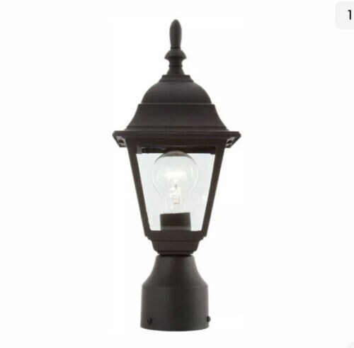 NEW Hampton Bay 1-Light Black Steel Line Voltage Outdoor Weather Resistant Post - Picture 1 of 2