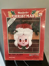 Vintage WonderArt Aunt Lydia's Mrs Claus Felt Yarn Christmas Craft Kit - new