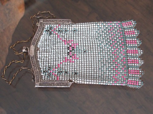 Antique Whiting & Davis El-Sah Art Deco Mesh Flapper Purse Pink Fringe Vtg Metal - Picture 24 of 24