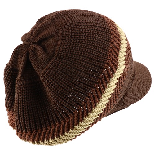 RGY Striped Jamaica Rasta Knit Deep Crown 100% Cotton Visored Beanie - FREESHIP - Picture 49 of 68