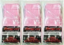 3 PAIRS Snap-On Tools PINK Crew Socks MEDIUM *FREE SHIPPING ~ MADE IN USA *NEW*