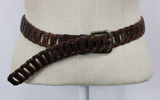 Vintage 80's Omega Brown Leather Braid Belt Size L Made In Turkey