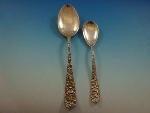 Rose by Stieff Sterling Silver Flatware Set For 8 Service 47 Pieces Repousse - Picture 6 of 9