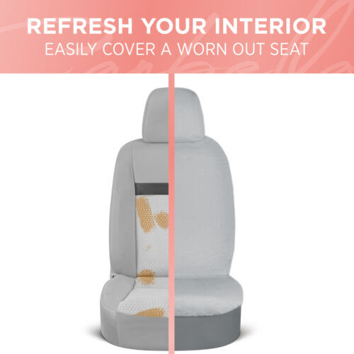 Carbella Faux Sheepskin Wool Fur Car Seat Covers for Front Seats Gray - Bild 7 von 7