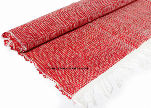 100% Cotton Handmade RED Colour Chindi Area Rag Rugs Mat, LARGE CARPET 4*6 FT - Picture 2 of 4