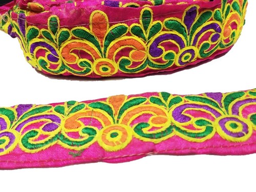 Multicolor Embellishment Trimmings Floral Saree Ribbon Embroidered Crafting Trim - Picture 5 of 5