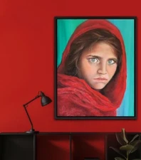 Afghan Girl National Geographic Original Oil Painting Portrait Realism