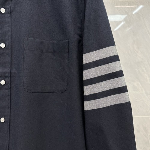Thom Browne Men/women's Cotton Solid Color Long Sleeves Casual Shirt - Picture 8 of 24