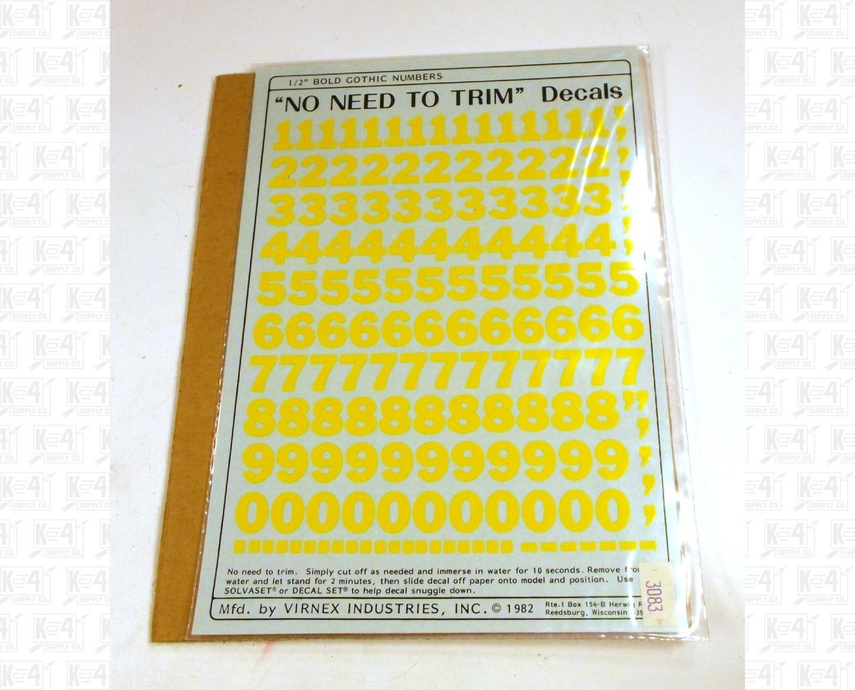 K4 Supply HO Scale Water Slide Decals - Yellow 1/8" Bold Gothic Letter Alphabet, K4-BG-08-04