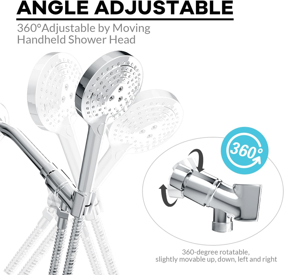 Shower Head Arm All Metal Handheld Holder Adjustable Wand with