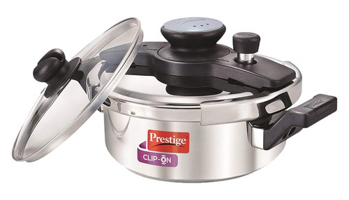 Prestige Clip On Stainless Steel Pressure Cooker with Glass Lid, 3 Litres, Silve