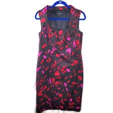 David Meister Red Pink Black Side Zip Sleeveless Dress Size 12