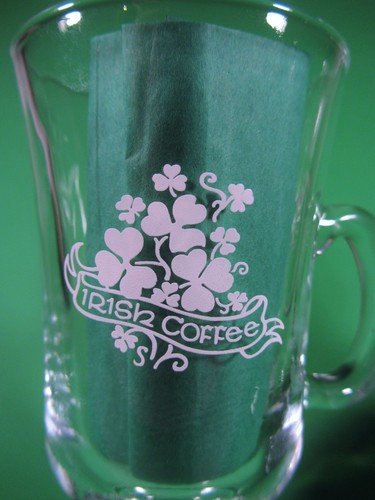 Irish Coffee Glasses Clear Shamrocks Set of 2 Made In Portugal - Picture 3 of 12