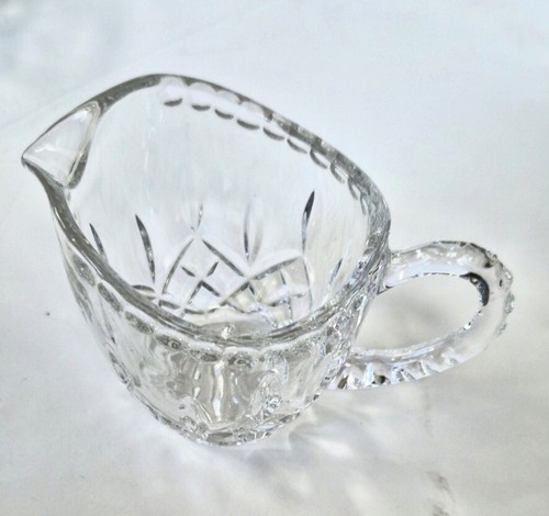 Sugar Bowl & Creamer Set VTG Lead Crystal Pressed Glass German Diamond Flame - Picture 9 of 12