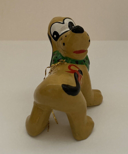 Walt Disney Productions Pluto Holiday Ceramic Ornament Gold Cord For Hanging - Picture 4 of 6