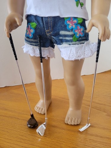 3-piece Golf Clubs: Iron - Putter - Wood - works for American Girl Dolls - Picture 2 of 4
