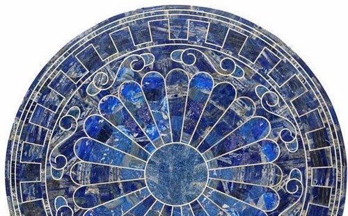 60" Marble Lapis Lazuli Semi Precious Stones handmade Table Top Inlay Work - Picture 2 of 2