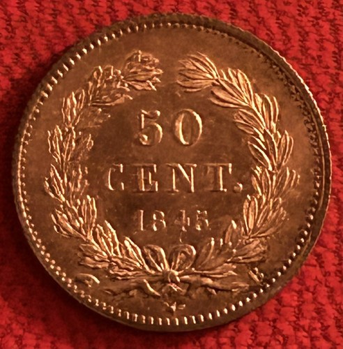 1845 B France 50 Centimes - Silver. Soft Cameo. Deep Reflected Field. MS+.