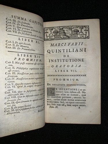The Oratories of Marcus Fabius Latin Tomus II 1760 Quintiliani Antique Book - Picture 9 of 12