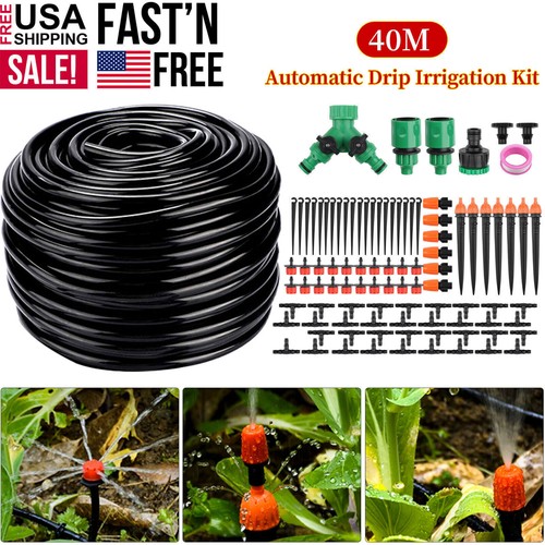 130ft Drip Irrigation System Plant Timer Self Garden Watering Hose Spray Kit USA - Picture 39 of 50