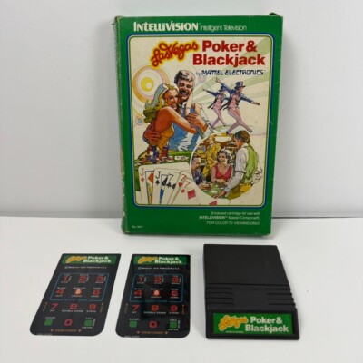 Tested Intellivision Las Vegas Poker & Blackjack Game w/ Box & Overlays VTG