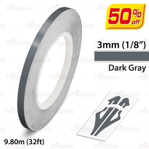 DARK GRAY Roll Pin Stripe PinStriping Solid Line Adhesive Tape Vinyl Car STICKER - Foto 16 di 27