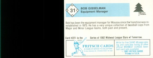 1982 Fritsch Wausau Timbers - You Pick 1! - A Seattle Mariners - Otis Nixon - Picture 62 of 62