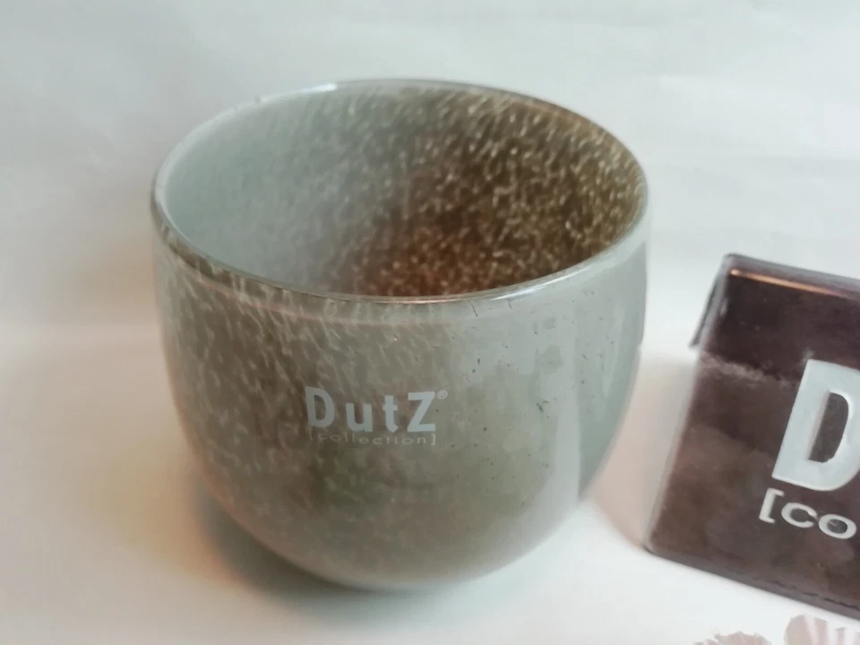 Dutz Collection Vase Pot Taupe D= 13 cm Glas rund Glasvase Teelicht grau beige - Bild 3 von 4