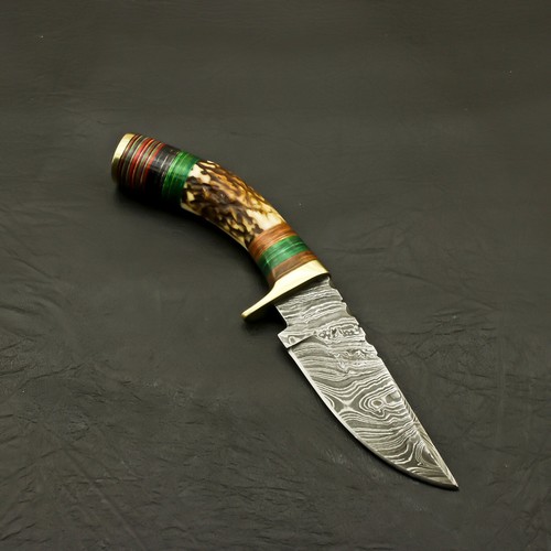 Custom Handmade Forged Damascus Steel Hunting Knife Handle Antler/Stag/Deer Horn - Picture 4 of 6