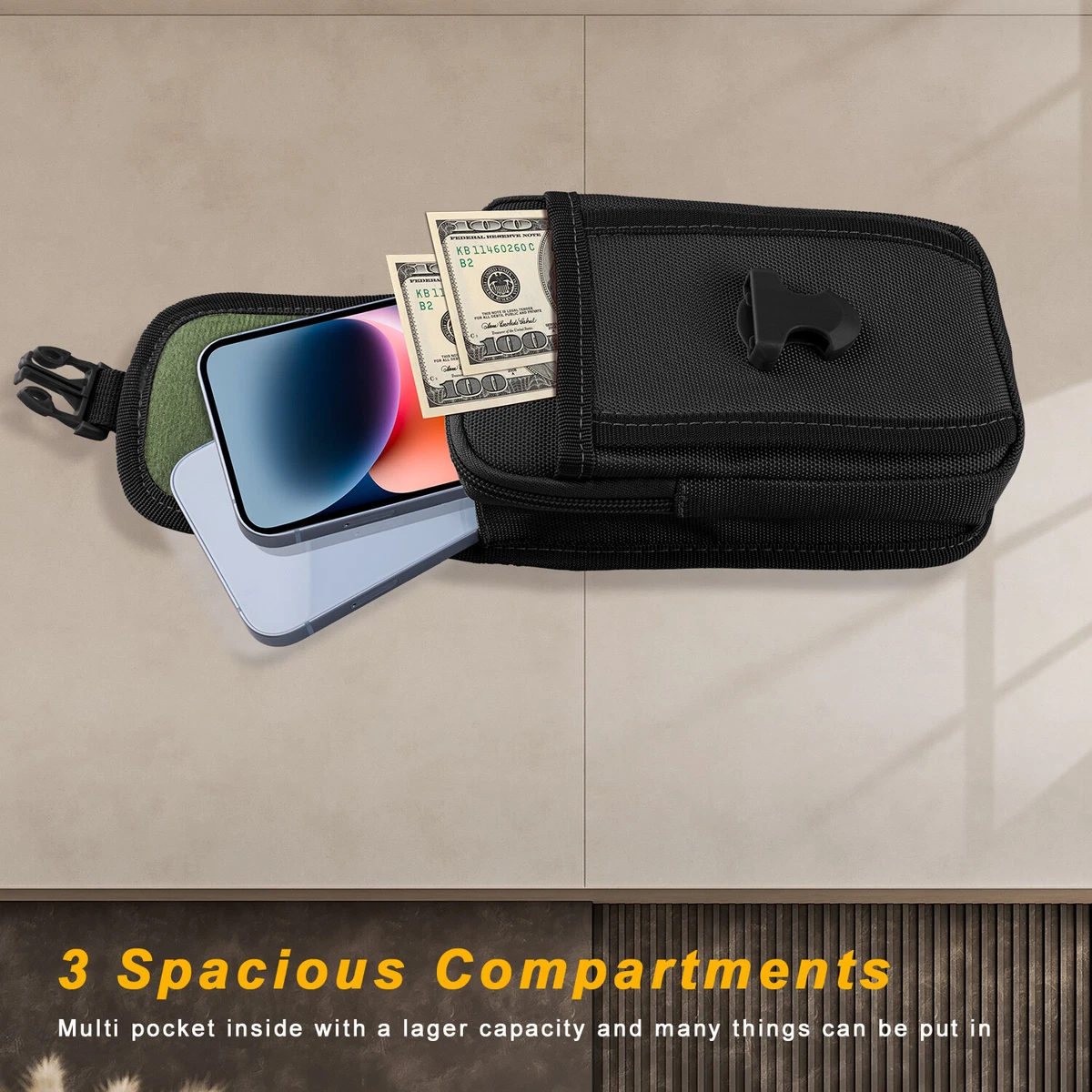Men Cell Phone Pouch Oxford Waist Belt Holster Loop Bag Pack Wallet Case Cover