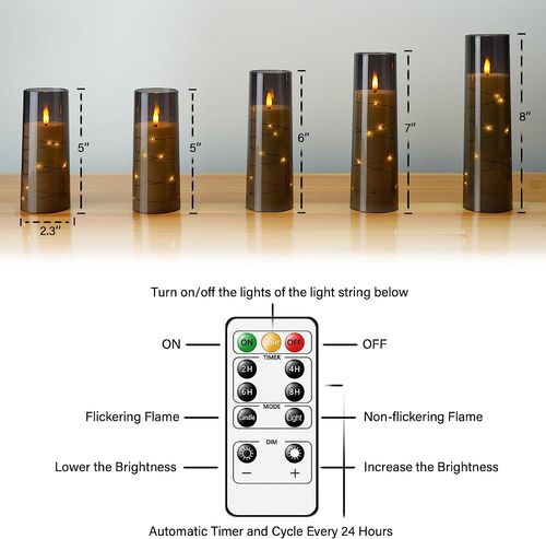 Flameless LED Candles with Timer 5 Pc Flickering Flameless Candles for Romantic - Picture 5 of 12