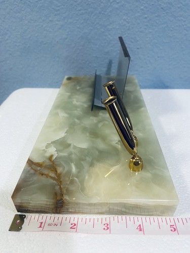 Vintage Onyx Desk Double Pen Holder with Business Card Holder - Picture 8 of 9