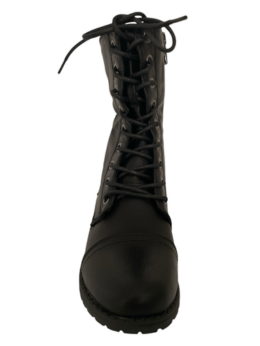 Forever Link Womens Round Toe Military Lace up Knit Ankle Cuff Low Heel Combat B - Picture 6 of 8