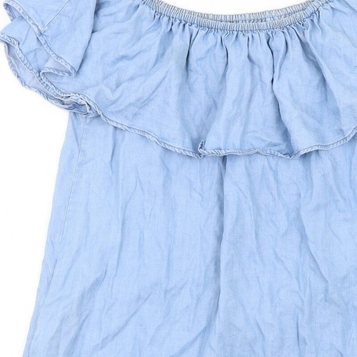 Zara Womens Blue Lyocell Blend Size M Off the Shoulder - Picture 6 of 10
