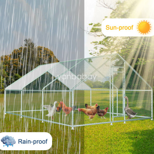 20x10x6.5ft Metal Chicken Coop Hen Run House Outdoor Walk-in Poultry Cage +Cover - Picture 4 of 9