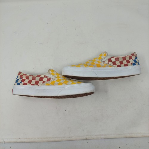 Vans Classic Slip On Checkerboard Skate Shoes Yellow Red Blue Punk Size 7.5 - Picture 4 of 6