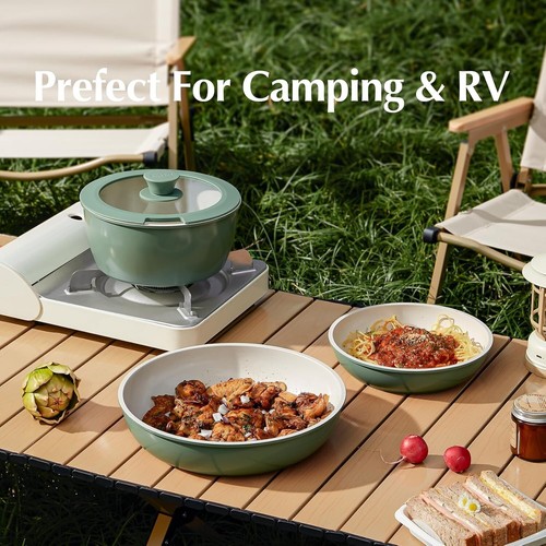 Ceramic Cookware Set, Removable Handle Pots and Pans Non Stick, Rv Cookware Set, - Picture 2 of 9