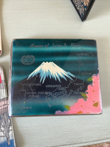 Vintage Chinese Japanese Cork Diorama Art In Glass Paneled Screen Cigarette Case - Picture 22 of 24