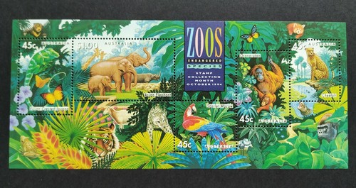 1994 Australia Zoos Animals MS + Overprint Stamp Exhibition MS (Lot of 5 sheets) - Picture 3 of 11