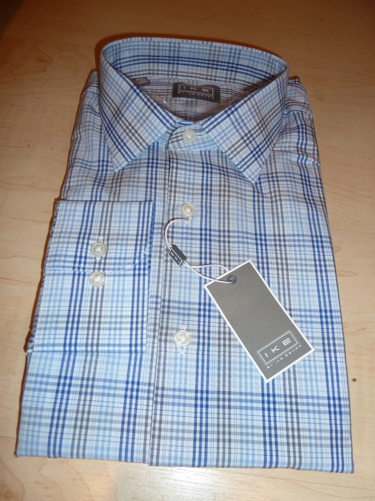 NEW 190 IKE BEHAR herren hemd Sz 16 36 37 baumwolle Weiß grau checks BC NEW 190 IKE BEHAR herren hemd Sz 16 36 37 baumwolle Weiß grau checks BC
