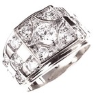 Cubic Zirconia Rhodium Stone Rings for Men