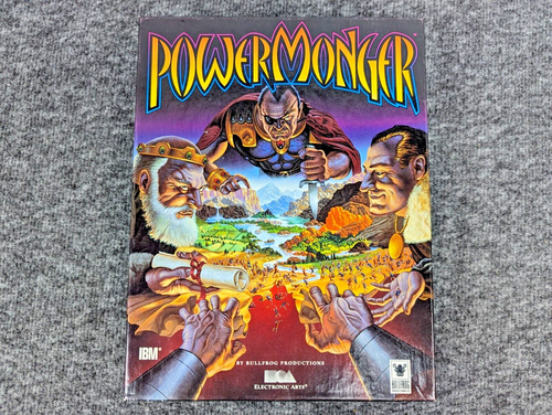 PowerMonger Vintage Computer Game IBM PC DOS 3.5 Disk Big Box Electronic Arts